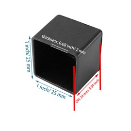 bociloy 12Pcs Square Chair Leg Caps, Flexible PVC Chair Leg Tips Cover, 25x25mm/1 x1 Furniture Foot Protectors, Non-Slip Table Chair Leg End Cap, Black