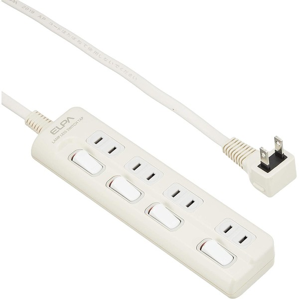 Elpa WLS-410EB(W) Lamp Prestap Switch Outlet Eco 4 Outlet 1m