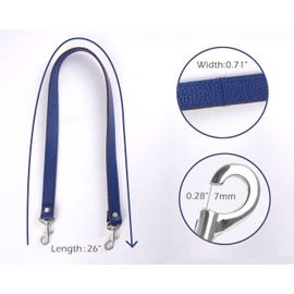VanEnjoy Par de correas de repuesto de cuero de grano completo para bolsos de mano, 26 pulgadas de largo, 0.71 pulgadas de ancho, Cerradura azul-plata, 26"