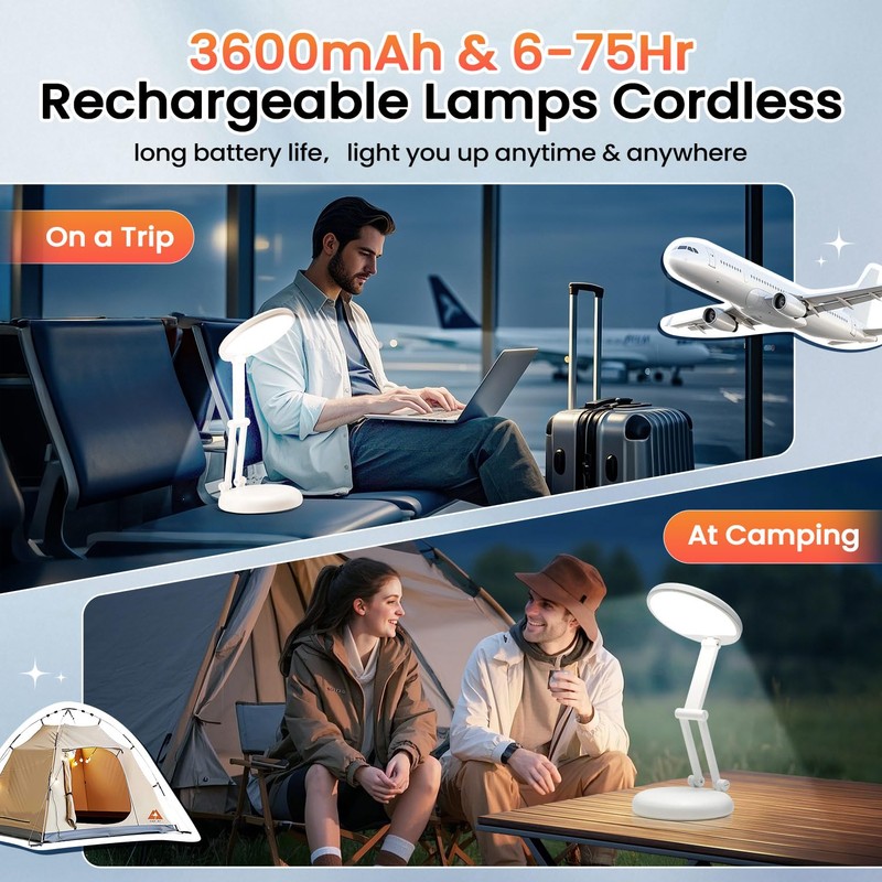 One Fire Cordless Desk Lamp for College Dorm Room,Dimmable Battery