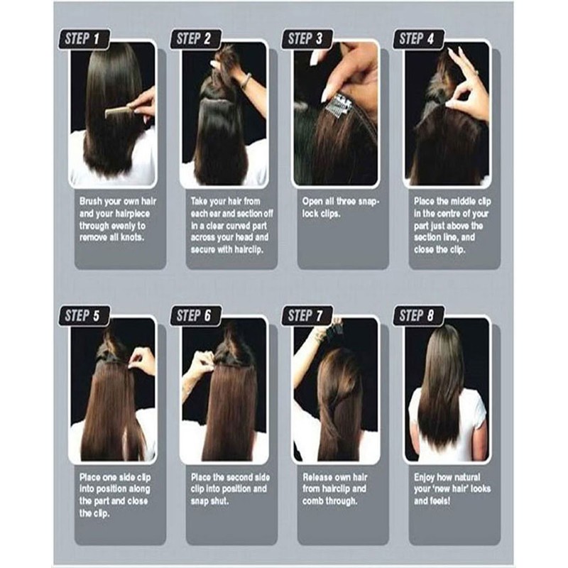 Clip-In Hair Extensions 1 Weft / 5 Clips / Human