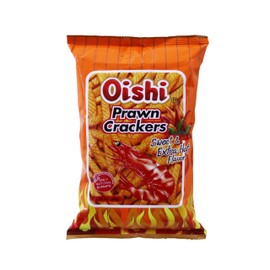 Oishi Prawn Crackers Sweet and Extra Hot Flavor 60g (Pack of 3)
