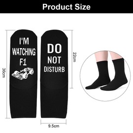 OFFCUP Funny Socks for Men Women, Cotton Calf Socks, DO NOT DISTURB I'M WATCHING F1 Formula 1 Sock, F1 Gifts Novelty Christmas Birthday Father's Day for Teenage Boys, Size 6-11