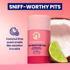 Megababe Daily Deodorant -The Smoothie Deo with 72 hour Odor Protection | Holiday Gifts for Women | Coconut & Fruit Enzymes | Aluminum-Free, All Natural | 2.6 oz