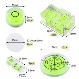 WestCH Pack of 10 Dragonfly Spirit Level, Mini Spirit Level, Precision Can Level Round Spirit Level, Caravan, Small Spirit Level for Camera, Caravan, Camping, Motorhome, Household Level