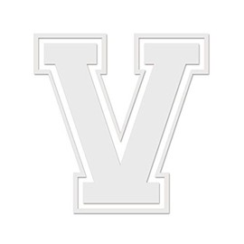 Applicable Pun Varsity Letter V - Vinyl Decal for Outdoor Use on Cars, ATV, Boats, Windows and More - White 8 Inches Tall