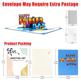 GREETING ART Happy Father's Day Pop Up Card,“8×6”Father's Day 3D Pop Up Greeting Cards,Father's Day Cards for Husband or Dad,Pop Up Father's Day Card from Wife Kids (happy father's day)