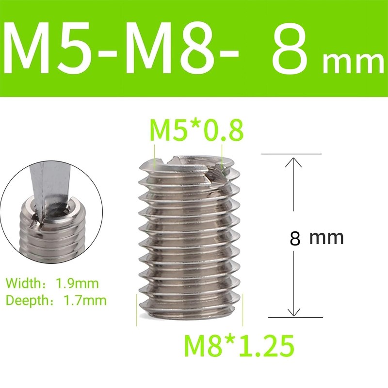 Thread Insert Reducing Nuts, M5 x 0.8 M8 x 1.25