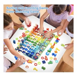 Tablero Multi-juegos De Madera Montessori Aprendizaje Pesca                                                                                           