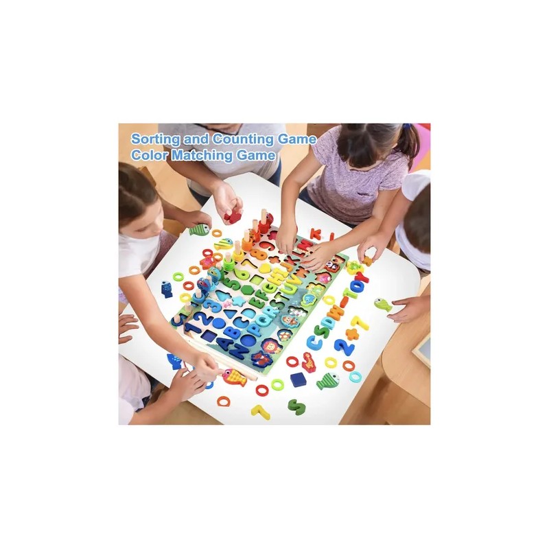 Tablero Multi-juegos De Madera Montessori Aprendizaje Pesca