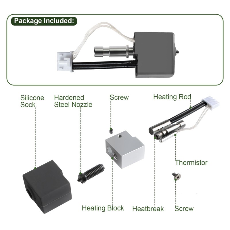 IdeaFormer-3D Kobra S1 Hotend, 0.4mm Hardened Steel Nozzle Extruder Hotend