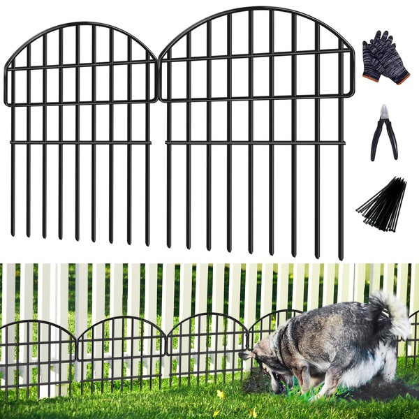 10 Panels Garden Fence Animal Barrier, 10.8ft (L) X 17in
