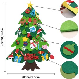 Felt Christmas Tree Kids for Toddlers,2024 DIY Felt Christmas Tree,Montessori Christmas Tree with Detachable Ornaments and Lights for Christmas Ornaments Decoration