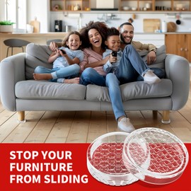 Ezprotekt 1.6 inch Clear Non Slip Furniture Pads for Hardwoods Floors, 16 Pcs Non Skid Round Rubber Furniture Coasters Cups Floor Protectors for Sofa Bed Couch Chair Desk, Prevent Scratches