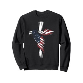 American Flag Cross USA Memorial Day Gift Sweatshirt