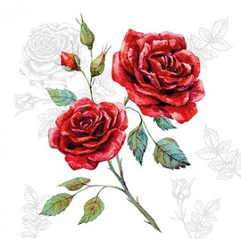 20-ct 6.5 Valentine's Day Decorative Napkins for Decoupage Mother's Day Rose Red Flower Floral Paper Vintage Pretty Flower for Mom Wedding Grace