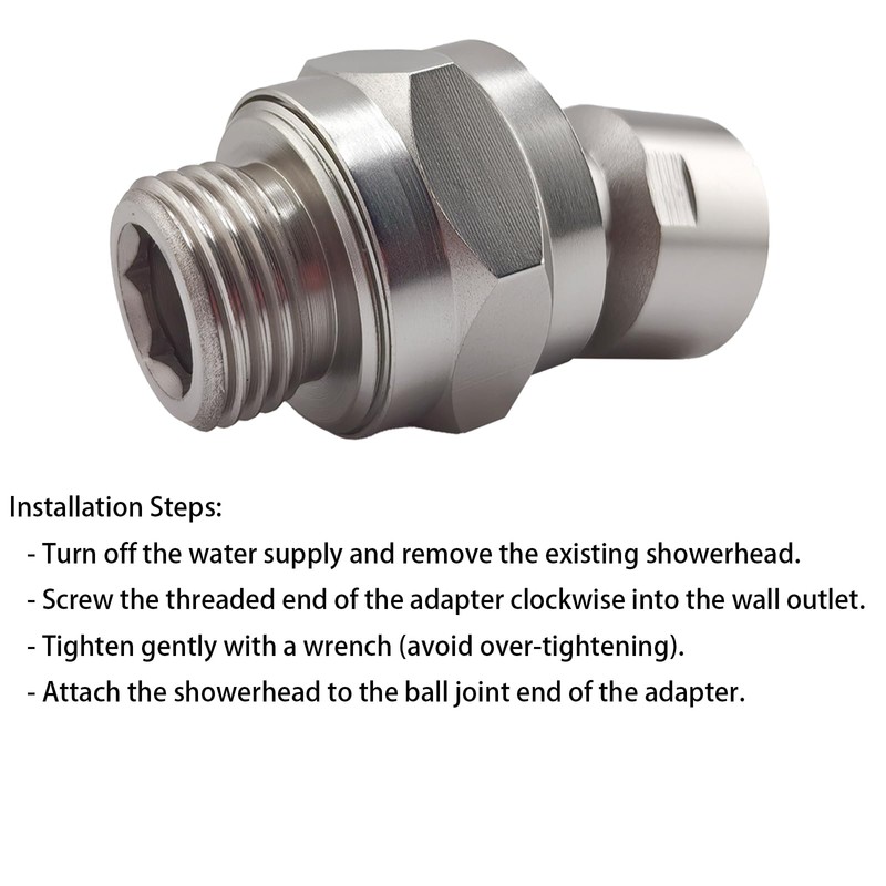 TIEXYE Swivel Shower Head Adapter, 360° Ball Joint Shower Adapter,