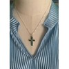 Jewelry Trends Sterling Silver Cross Pendant with Green Created Malachite