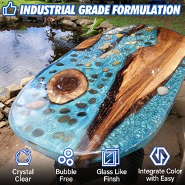 Shabebe Deep Pour Epoxy Resin 3 Gallon, Industrial Grade, Crystal Clear Epoxy Resin Kit for 2-4" Depths, 2:1 Food Safe Casting Resin for DIY Craft,River Table,Wood,Bar Tops,Countertops