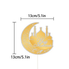 Gold Glitter Hajj Mubarak Cake Topper - Eid Mubarak Festival Anniversary Party - Muslim Islam Celebration Decoration-Ramadan Party Supplies.