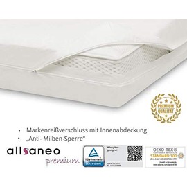 allsaneo Premium Allergy Sufferers Mattress Cover 180 x 220 x 30 cm | Allergy Cover Extra Soft and Lightweight | Anti Mite Encasing | Dust Mite Protection | Allergy-Proof Intermediate Cover | TÜV