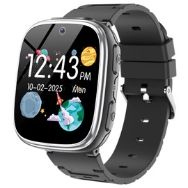 Kids Smart Watch Girls Boys - Smart Watch for Kids Game Watch Gifts for 4-12 Years Old with 15 Games Camera Alarm Video Music Player Pedometer Flashlight Birthday Gift Toys for Boys Girls (Black)