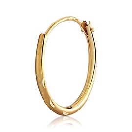 NKlaus Single 15 mm Creole Earrings 333 Yellow Gold 8 Carat Gold Earrings 1.3 mm Thick Gold Earrings 3086, Yellow Gold