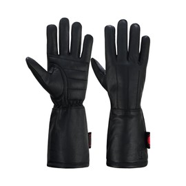 Hugger Women’s Classic Motorcycle Glove Seasonal Wind Stopper Lined Gauntlet (Black, Large)