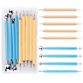 Riddur Dotting Tool Set, Dotting Pens with Ball Styluses Tools, Nail Art Pen Set with Storage Box, Marbling Tool, Nail Art Tools for Rock Art Painting, Nail Beauty Design (9 Pieces)