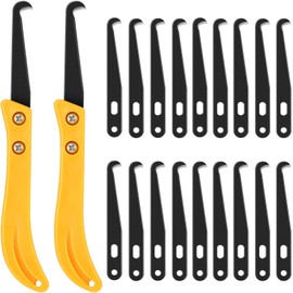 20 Pcs Hook Knife with 2 Pcs Handle, Grout Removal Tool Golf Grip Removal Tool Kit DIY Hook Blade for Regripping Golf Clubs Edges Caulking Accessories Kit