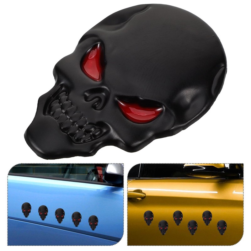 BESPORTBLE Skull Car Emblem 3D Black Metal Sticker Demon Skull