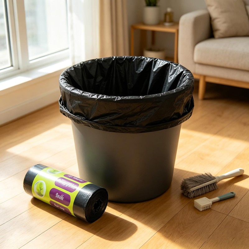 Tall Kitchen Trash Bags 13 Gallon, Easy Tear Black 60