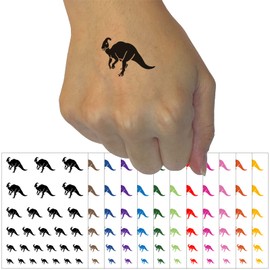 Parasaurolophus Dinosaur Temporary Tattoo Water Resistant Fake Body Art Set Collection - Dark Blue (One Sheet)