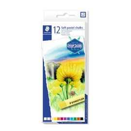 STAEDTLER Softpastellkreiden, hoher Grad an Lichtbeständigkeit, weicher Abstrich, leicht verwischbar, Kartonetui mit 12 brillanten Farben, 2430 C12