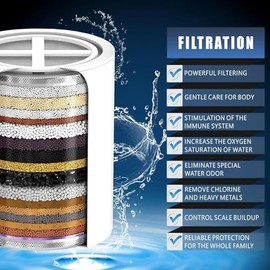 Cartucho de Filtro de Ducha Universal de 20 Etapas, Set de 4 Cartuchos de Reemplazo del Purificador de Agua para Eliminar el Cloro, reduce el agua dura, para Mejorar la Salud de la Piel y el Cabello
