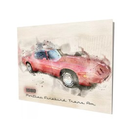 Unbranded 1980 Pontiac Firebird Trans Am Red Muscle Car Design 16x20 Aluminum Wall Art