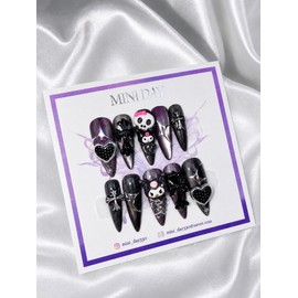 Dark Kuromi handmade nail tips - stiletto / 다크 쿠로미 수제 네일팁 - 스틸레토