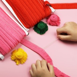 27Yards 25mcm/0.98inch,pink Trim FringeTrim Macrame Tassel Lace Trim for Sewing Crafts Clothing, Trim Curtains Sewing Quilting Clothes Accessories Lampshade Curtain Home DIY Decoration(pink)
