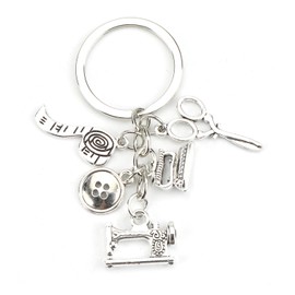 Tranbath Keyring Sewing Accessories with Sewing Machine, Scissors and Iron Pendants, Teacher's Day Gift, Birthday Gift for Women, Friendship Gifts for Best Friend