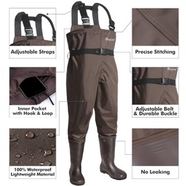 OXYVAN Chest Waders with Boots for Men & Women, Nylon/PVC Lightweight Fishing Wader with Boots Hanger