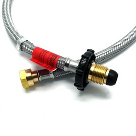 0.75mt OVERBRAIDED HANDWHEEL POL x W20 NRV PIGTAIL CARAVAN PROPANE HOSE (U1/B6)