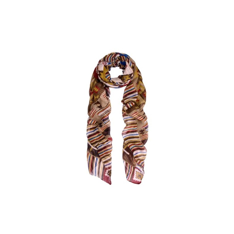 TrendsBlue Multi Color Aztec Tribal Style Scarf, Brown