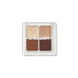 SHEGLAM Cosmic Crystal Eyeshadow Quad 4-Color Matte Glitter Eyeshadow Palette Rose Gold Warm Peach Brown Long Lasting Ultra Pigmented Smooth Blendable Eyeshadow-Higher Self