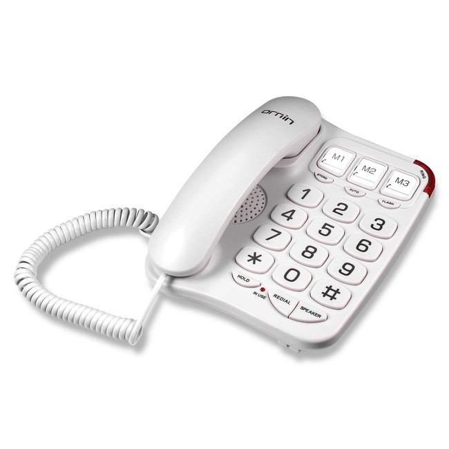 Ornin S016+ Big Button Corded Telephone with Speaker, Desk Phone (Off-White)