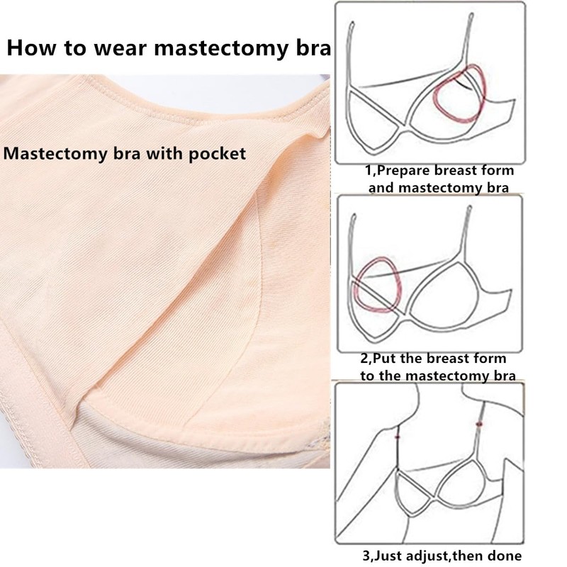 Trssorm Mastectomy Bra with Pockets for Many Types of Breast