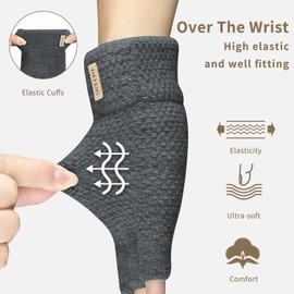SUTIYO Fingerless Gloves Men Women Cashmere Knitted Gloves Warm Without Fingers Fingerless Gloves Winter Gloves Work Driving Cycling Sports, dark grey