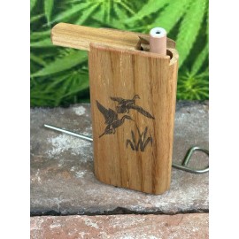 Reloadable Smoke Shop 4" Duck Hunter Canary Wood Slide Top Dugout With One Hitter, Poker & Spring