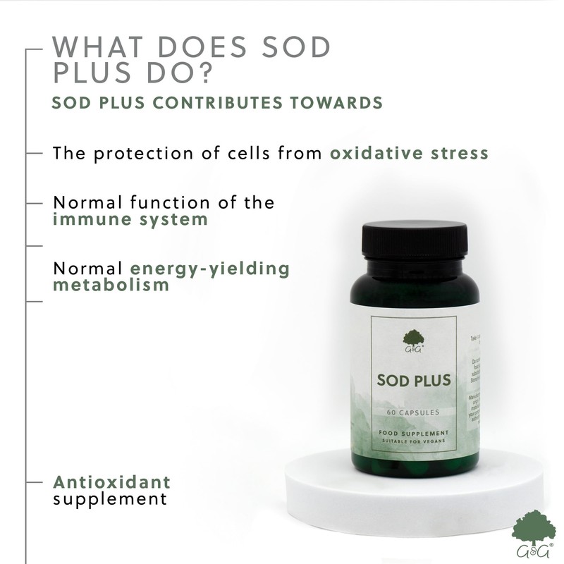 SOD Plus (Superoxide Dismutase) Capsules 275mg - Antioxidant Blend with