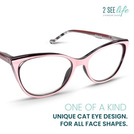Pink Vivid Cat Eye Reading Glasses for Women with Sturdy Design - Spring Hinges Eyeglasses Frame - Cateye Readers for Women - For all Face Shapes Fashion Glasses for Women - Cheaters Glasses 2.25