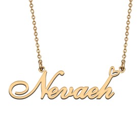 HUAN XUN Nevaeh Name Necklaces for Women Custom Name Necklaces Gold Nameplate Pendant Jewelry Gift for Christmas